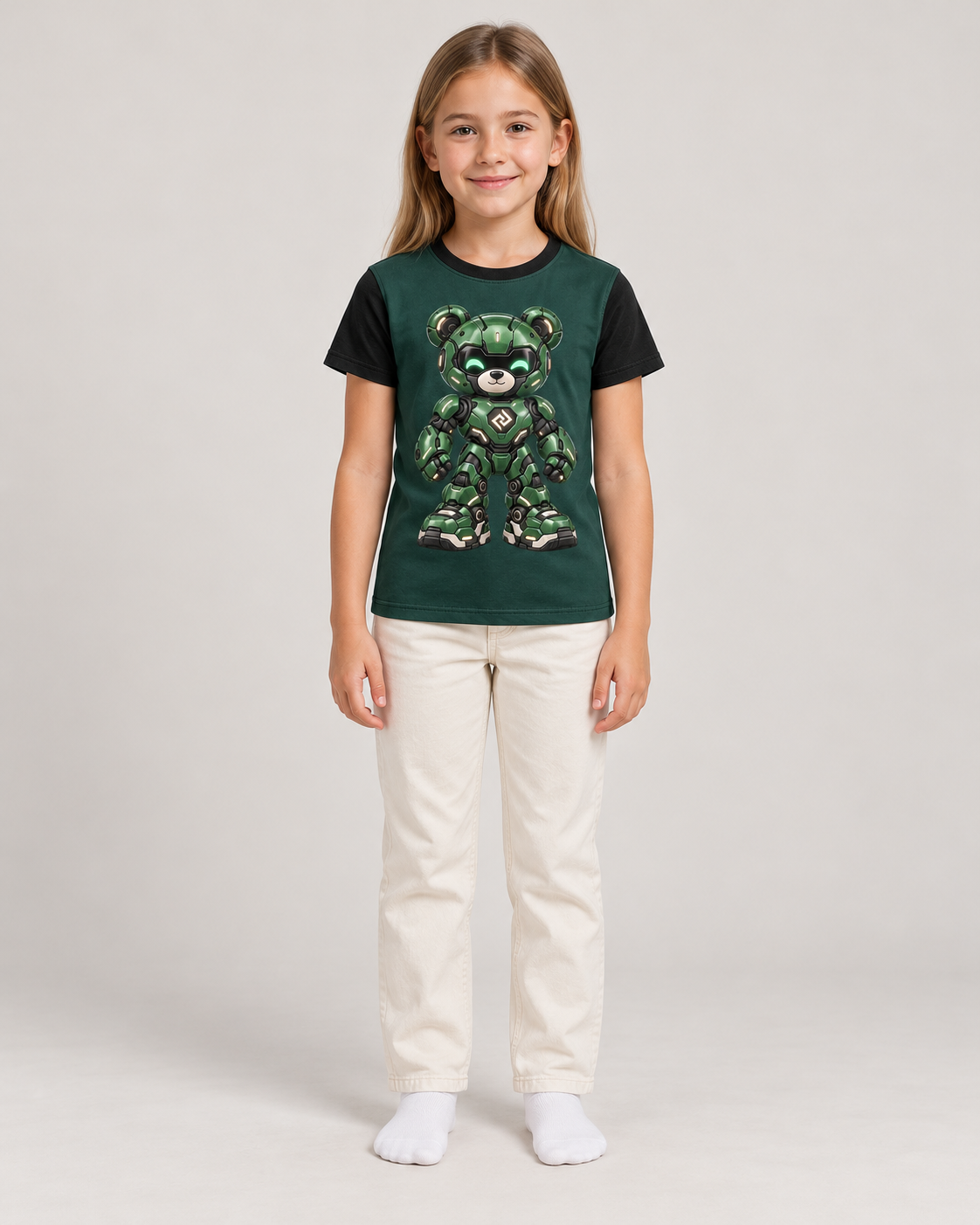 Smal t-shirt, bekväm barnpassform – Produktillustration