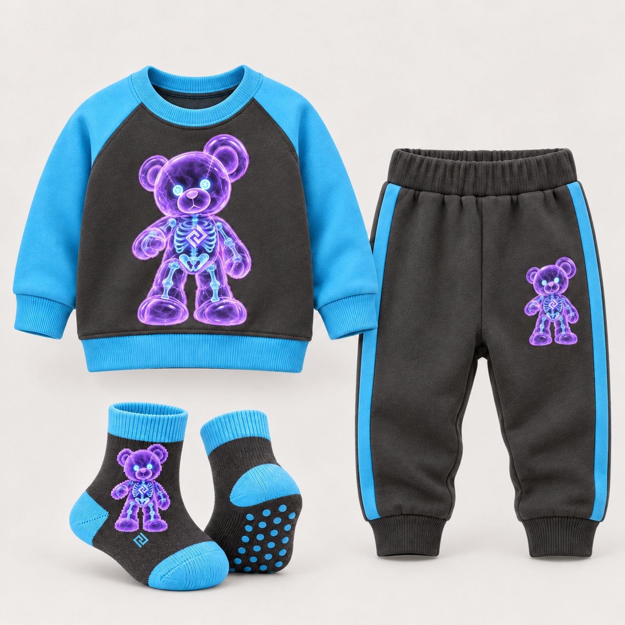Småbarnsset: sweatshirt, joggers, strumpor – Produktillustration